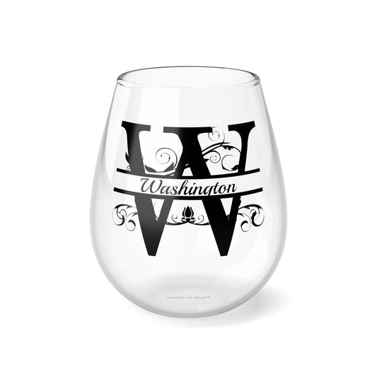 Stemless Wine Glass, 11.75oz Washington Split Monogram