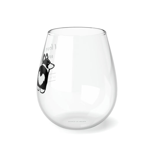 Stemless Wine Glass, 11.75oz Corgi Butt