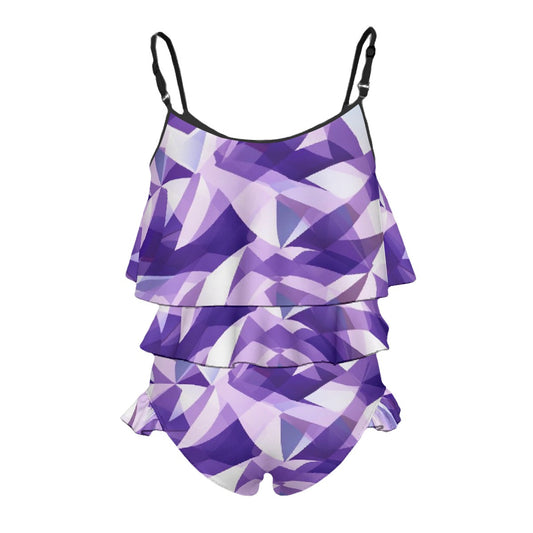 Kid's Swimsuit Purple White Design