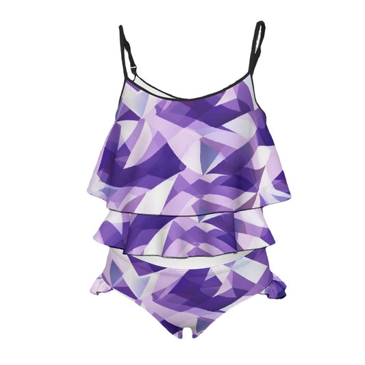 Kid's Swimsuit Purple White Design