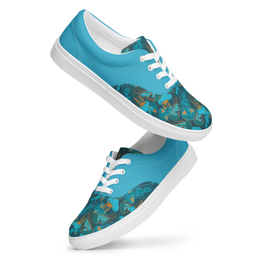 Women’s lace-up canvas shoes Bright Summer Sky/Jellyfish