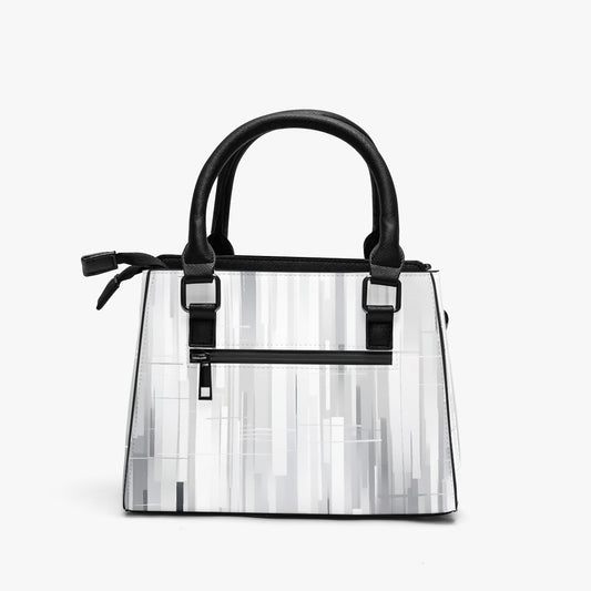 Multifunctional Handbag Gray and White Lines