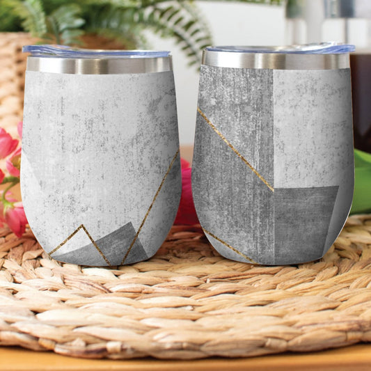 Stainless Steel Cup Wine Tumbler Modern Art Gray