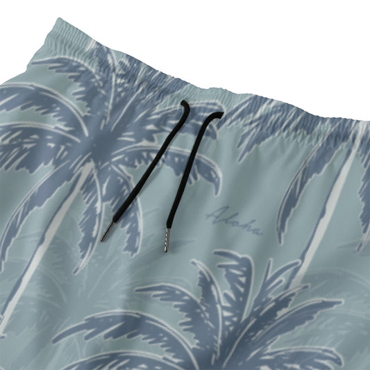 Men‘s Beach Shorts With Lining Blue Palms