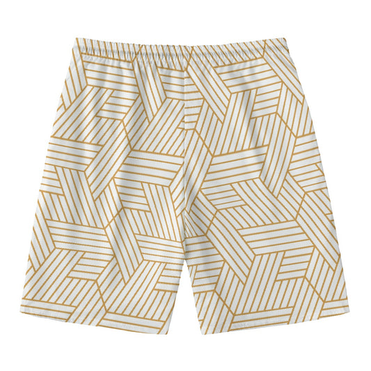 Men‘s Beach Shorts With Lining Gold Geometric