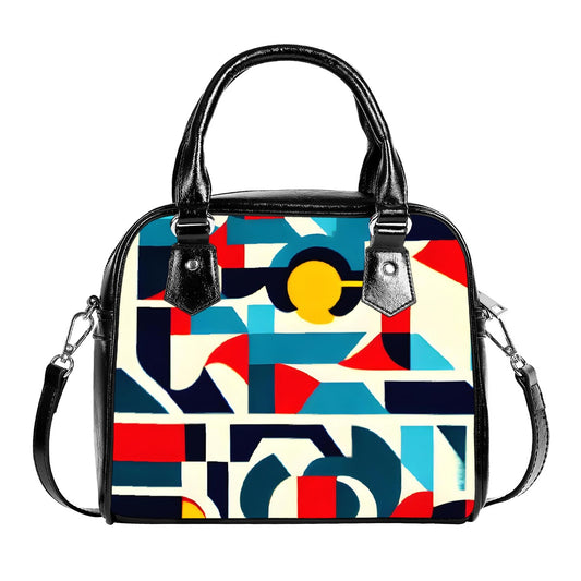 Handbag With Single Shoulder Strap Modern Art Red and Blue