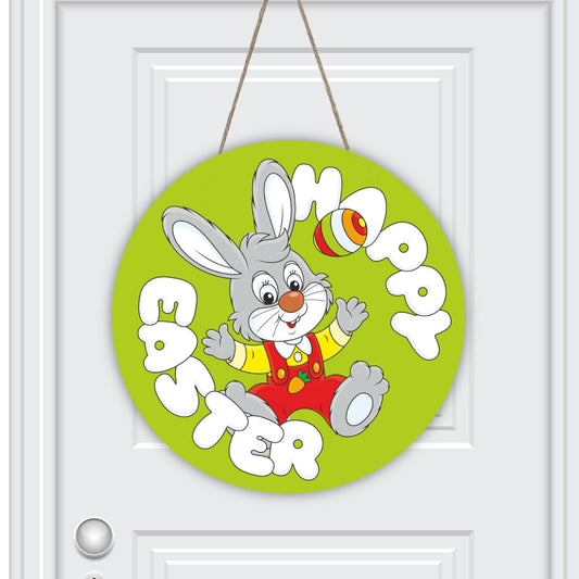 Round House Number Door Hanger Happy Easter Bunny