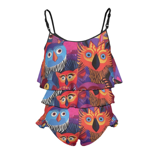 Kid's Swimsuit Colorful Owls