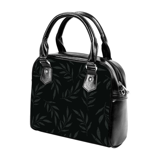 Handbag With Single Shoulder Strap Leaves on Black