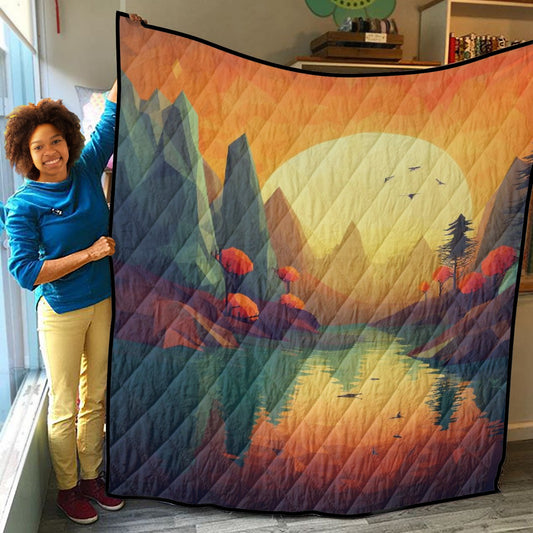 Lightweight & Breathable Quilt With Edge-wrapping Strips Sunset in Another World