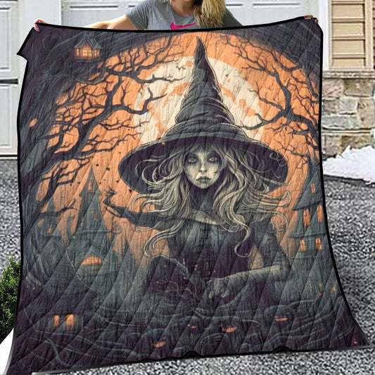 Lightweight & Breathable Quilt With Edge-wrapping Strips Sad witch