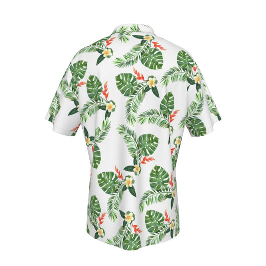 Men's Hawaiian Shirt With Pocket Yellow Hibiscus on White