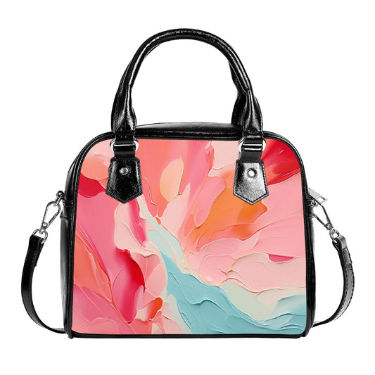 Handbag With Single Shoulder Strap Pink and Blue Art