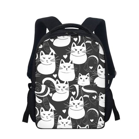 Student Backpack Black White Kitties