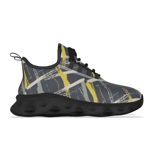 Men's Light Sports Shoes Yellow and White on Gray
