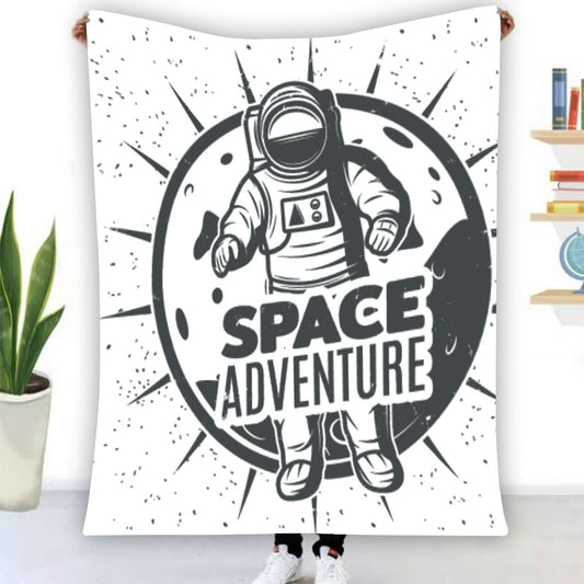 Single-Side Printing Flannel Blanket Space Adventure
