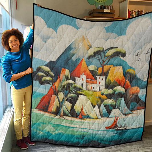 Lightweight & Breathable Quilt With Edge-wrapping Strips Tahitian Dreams