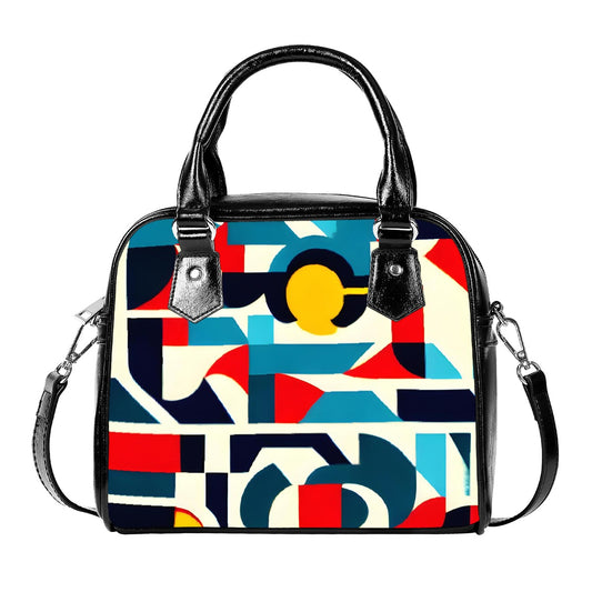 Handbag With Single Shoulder Strap Modern Art Red and Blue