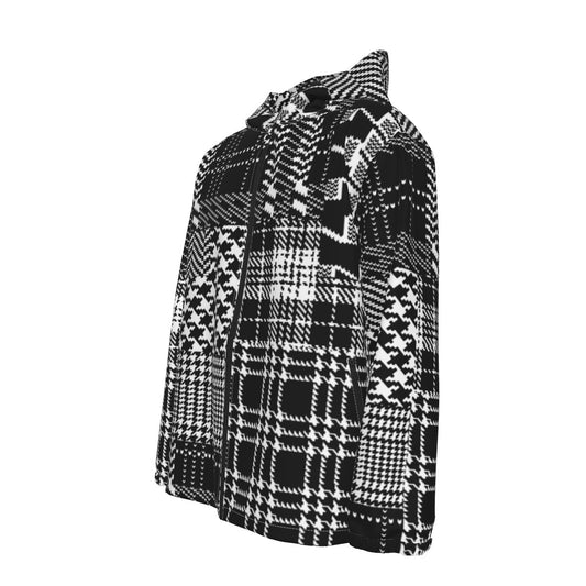Men's Hooded Zipper Windproof Jacket Scotch Pattern