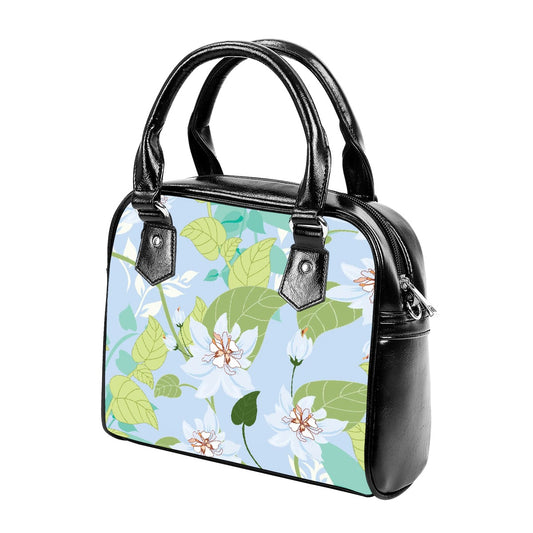 Handbag With Single Shoulder Strap Floral on Light Blue