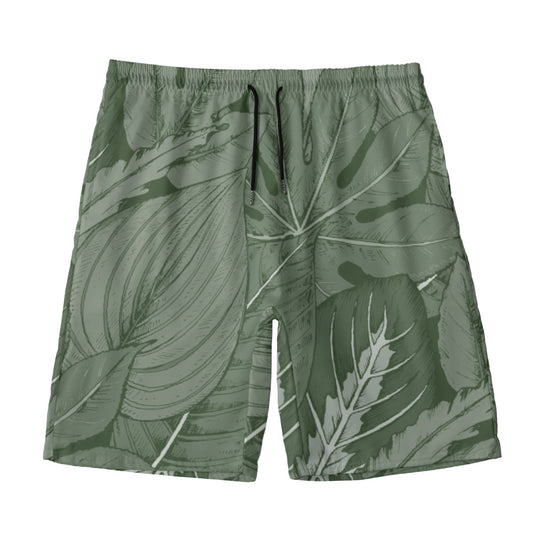 Men‘s Beach Shorts With Lining Green Tropics