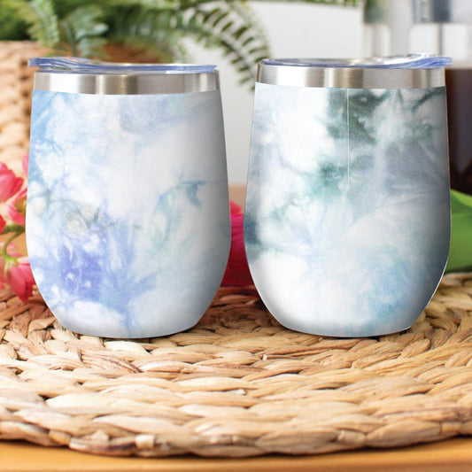 Stainless Steel Cup Wine Tumbler Clouds of Blue and Green