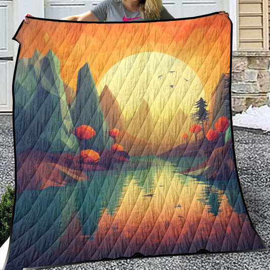 Lightweight & Breathable Quilt With Edge-wrapping Strips Sunset in Another World