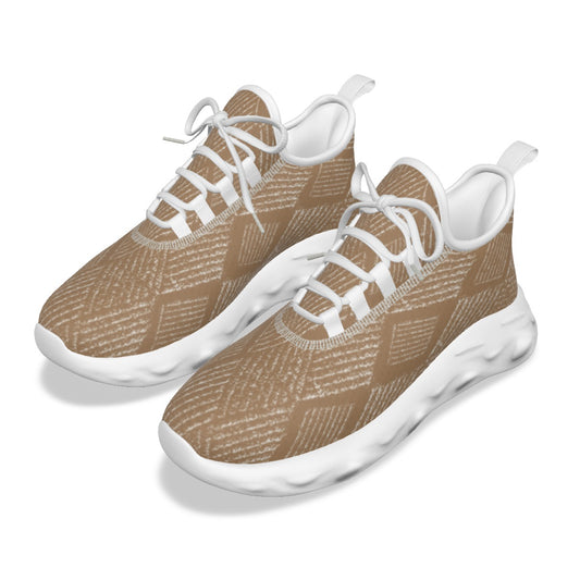 Men's Light Sports Shoes White Lines on Brown