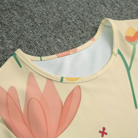 Kids Bodysuits Pink Flowers on Yellow