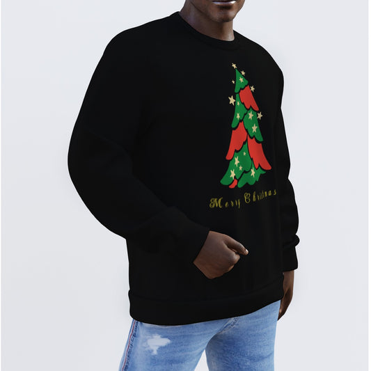 Men's Black Sweater Merry Christmas Tree