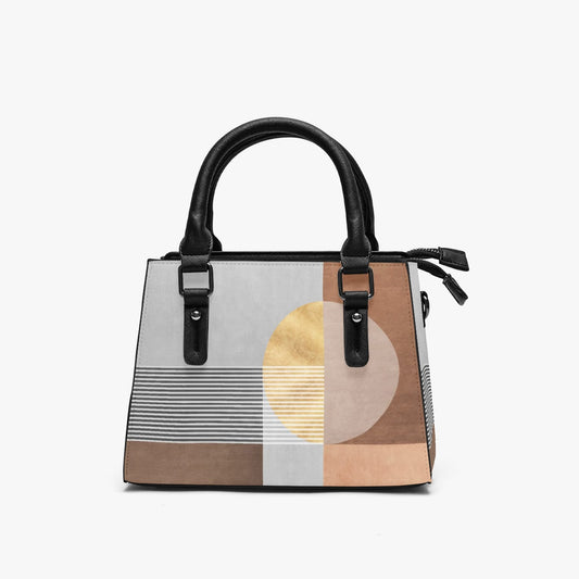 Multifunctional Handbag Brown and Gray Modern Art