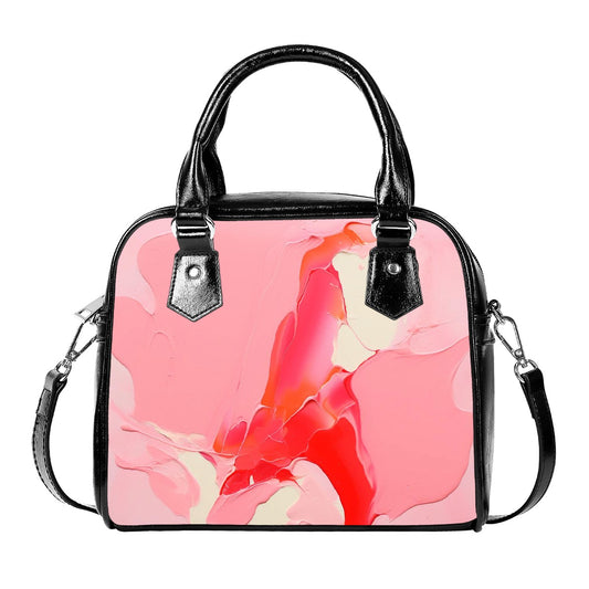 Handbag With Single Shoulder Strap Red on Pink Art