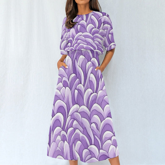 Women's Elastic Waist Dress Purple Hues