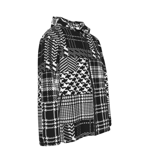 Men's Hooded Zipper Windproof Jacket Scotch Pattern