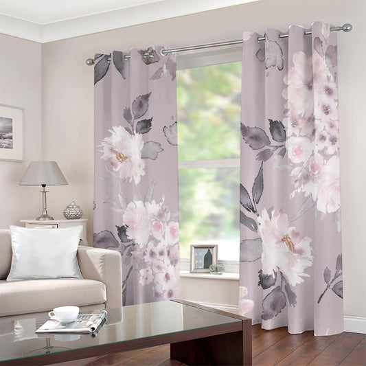 Blackout Grommet Curtains |Flower Print