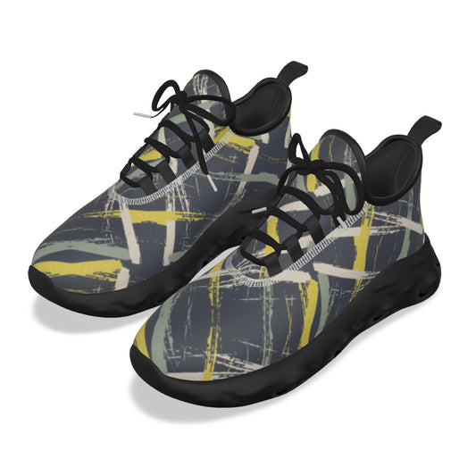 Men's Light Sports Shoes Yellow and White on Gray