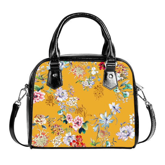Handbag With Single Shoulder Strap Floral on Gold