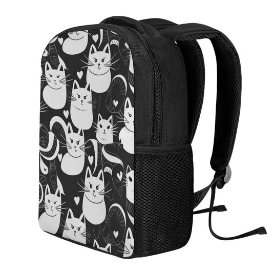 Student Backpack Black White Kitties