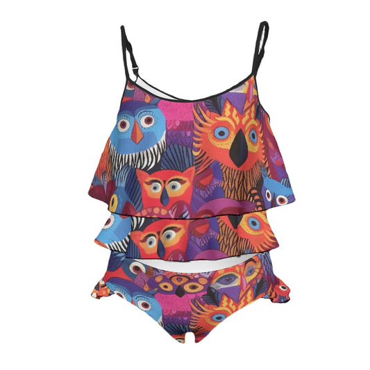 Kid's Swimsuit Colorful Owls