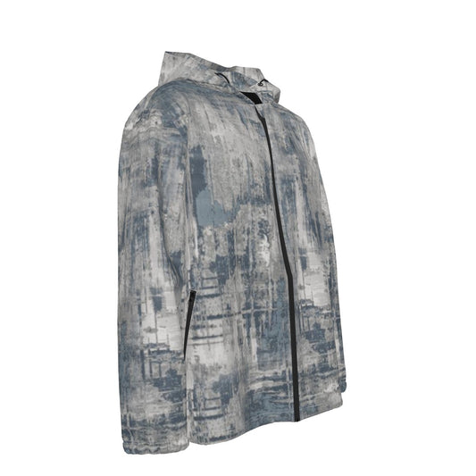 Men's Hooded Zipper Windproof Jacket Gray on Gray