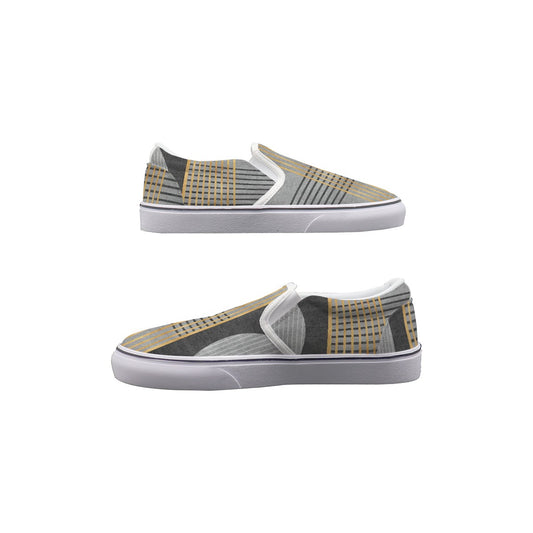 Men's Slip On Sneakers Gray Gold Modern
