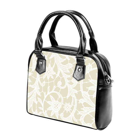 Handbag With Single Shoulder Strap White Lace on Beige