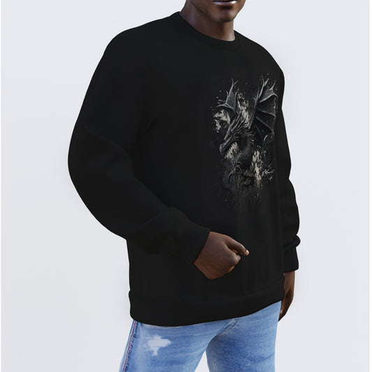Men's Dark Brown Sweater Black Dragon