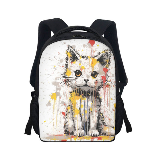 Student Backpack Kitty Yellow Red Paint