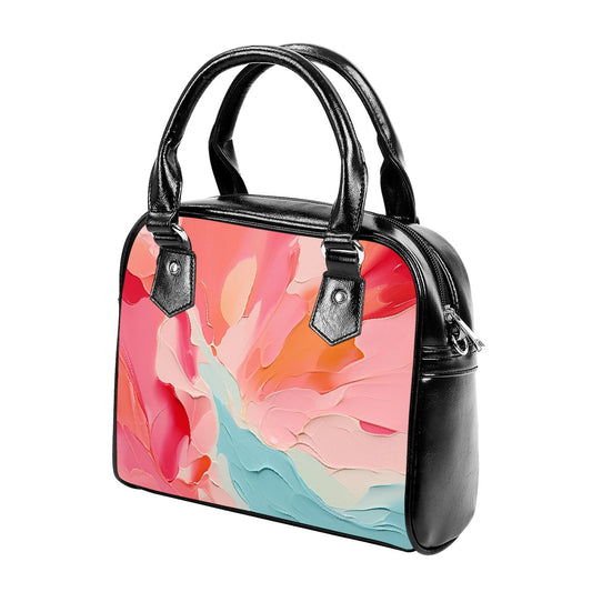 Handbag With Single Shoulder Strap Pink and Blue Art