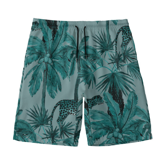Men‘s Beach Shorts With Lining Green Jungle