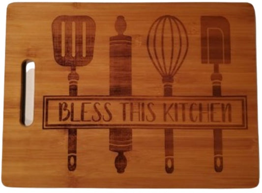 BLESS THIS KITCHEN Bamboo Cutting Board - 4RLives