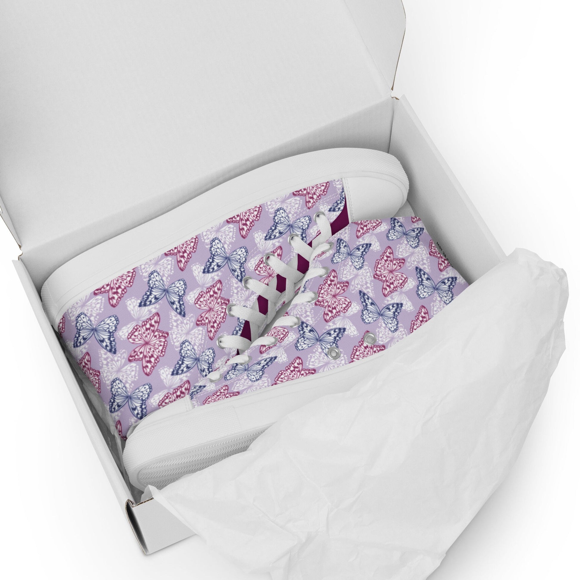 Butterflies/Eggplant Women’s high top canvas shoes - 4RLives
