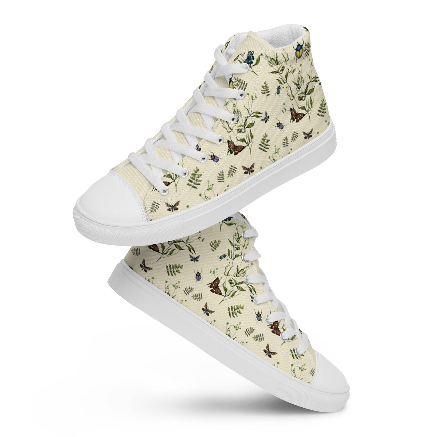 Butterfly Garden/Apricot White Women’s high top canvas shoes - 4RLives