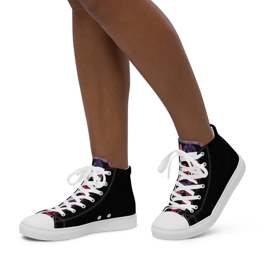 Black/Red Garden Women’s high top canvas shoes - 4RLives